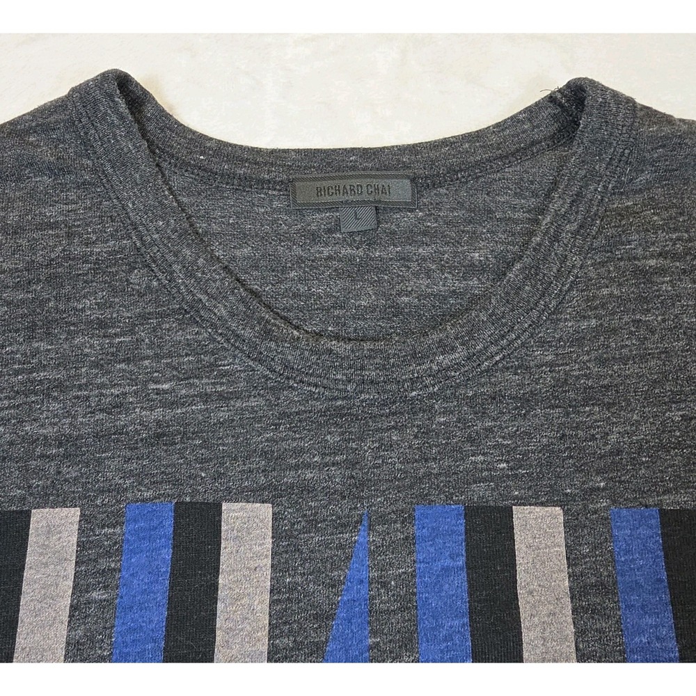 RICHARD CHAI Mens Large‎ Melange Gray Screen Print T-Shirt Art To Wear Ombre - Picture 4 of 9